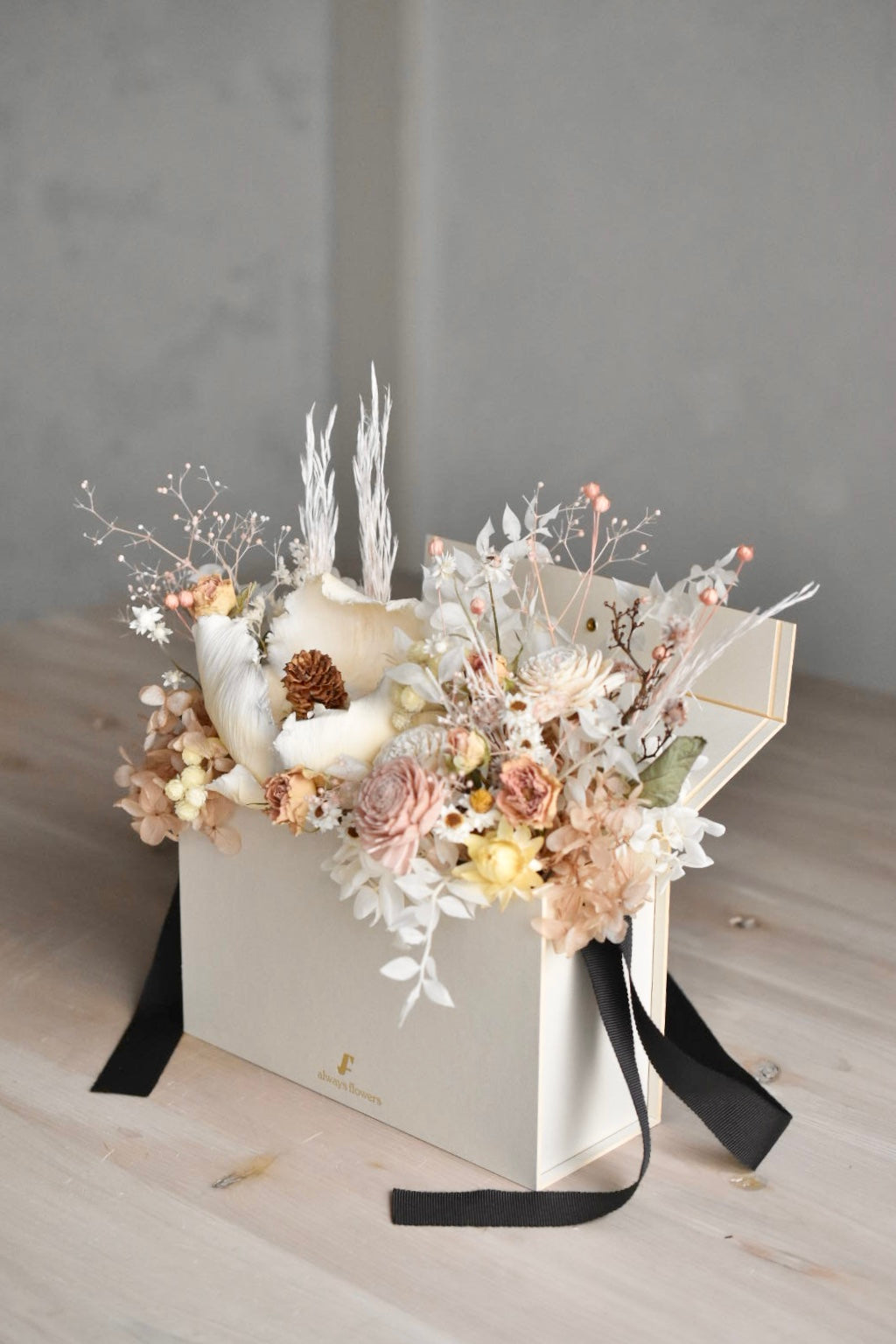Flower BAG No.1/フラワーバッグアレンジ ベージュ/ドライ&プリザーブドフラワー