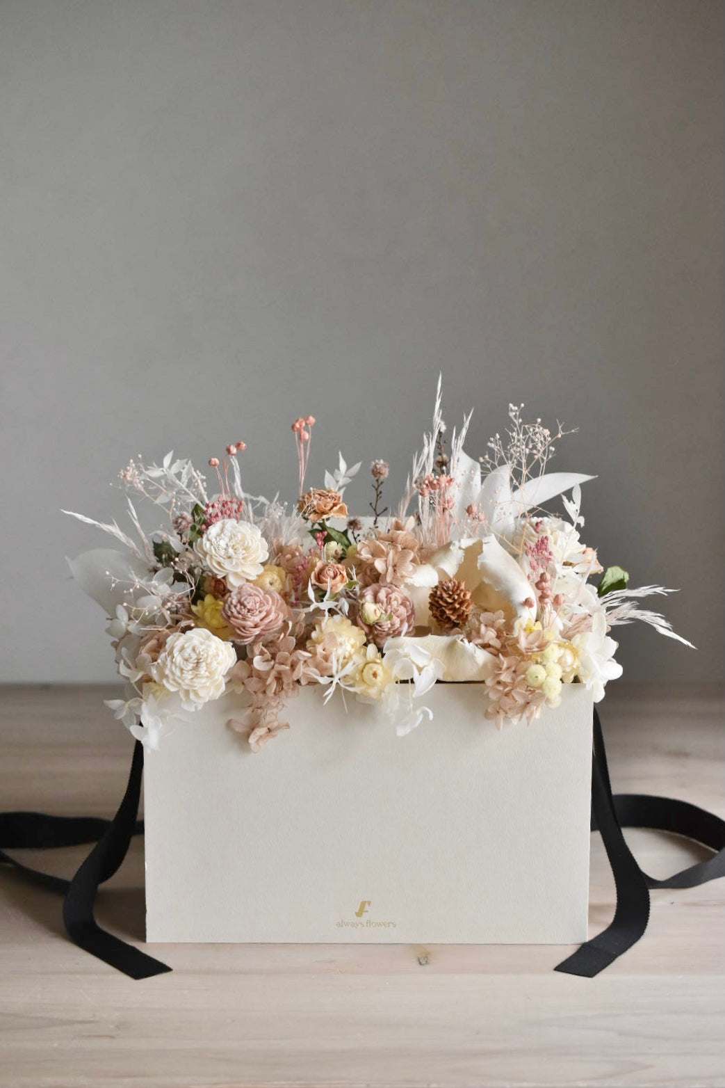 Flower BAG No.1/フラワーバッグアレンジ ベージュ/ドライ&プリザーブドフラワー