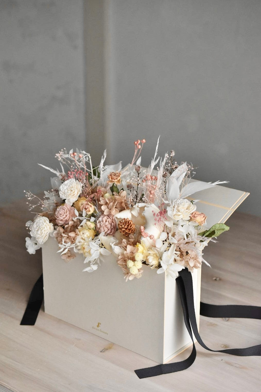 Flower BAG No.1/フラワーバッグアレンジ ベージュ/ドライ&プリザーブドフラワー