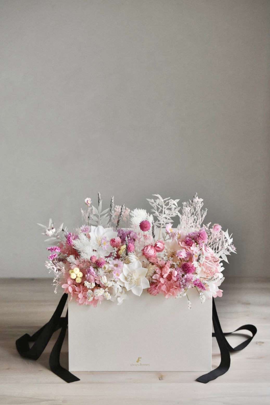 Flower BAG No.1/フラワーバッグアレンジ ペールピンク/ドライ&プリザーブドフラワー