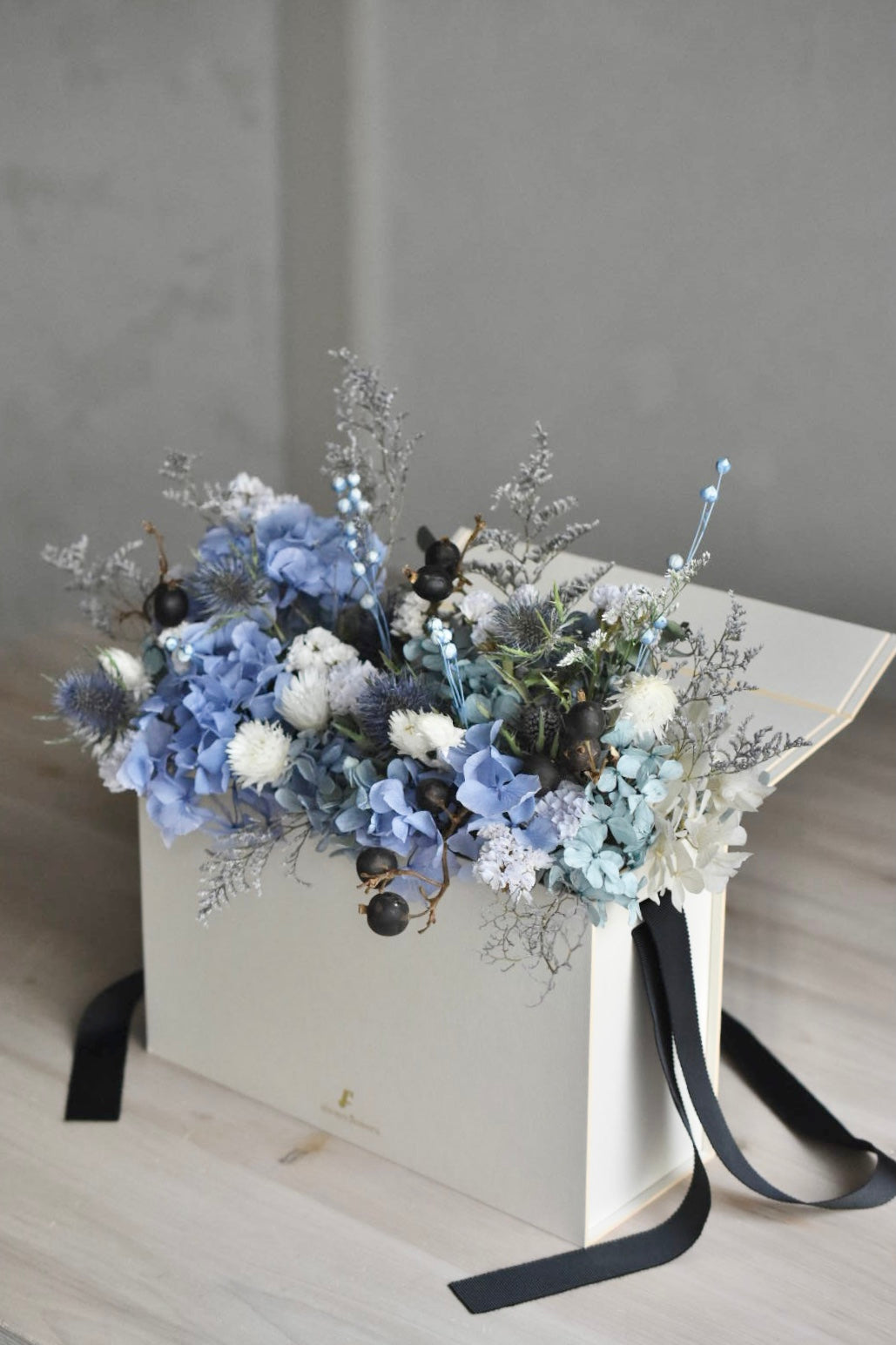 Flower BAG No.1/フラワーバッグアレンジ ブルー/ドライ&プリザーブドフラワー