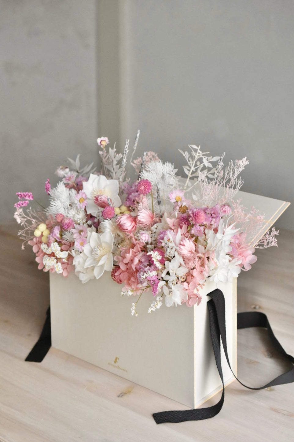 Flower BAG No.1/フラワーバッグアレンジ ペールピンク/ドライ&プリザーブドフラワー