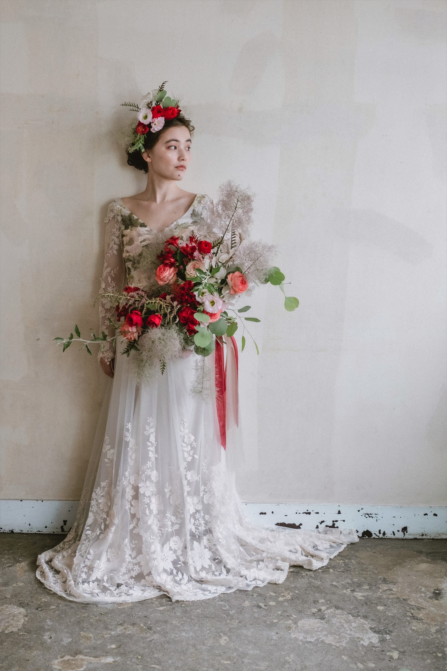 【エリア限定】Wedding Bouquet/オーダーデザインサンプル/ フレッシュフラワー/ビッグブーケ/レッドスモーク