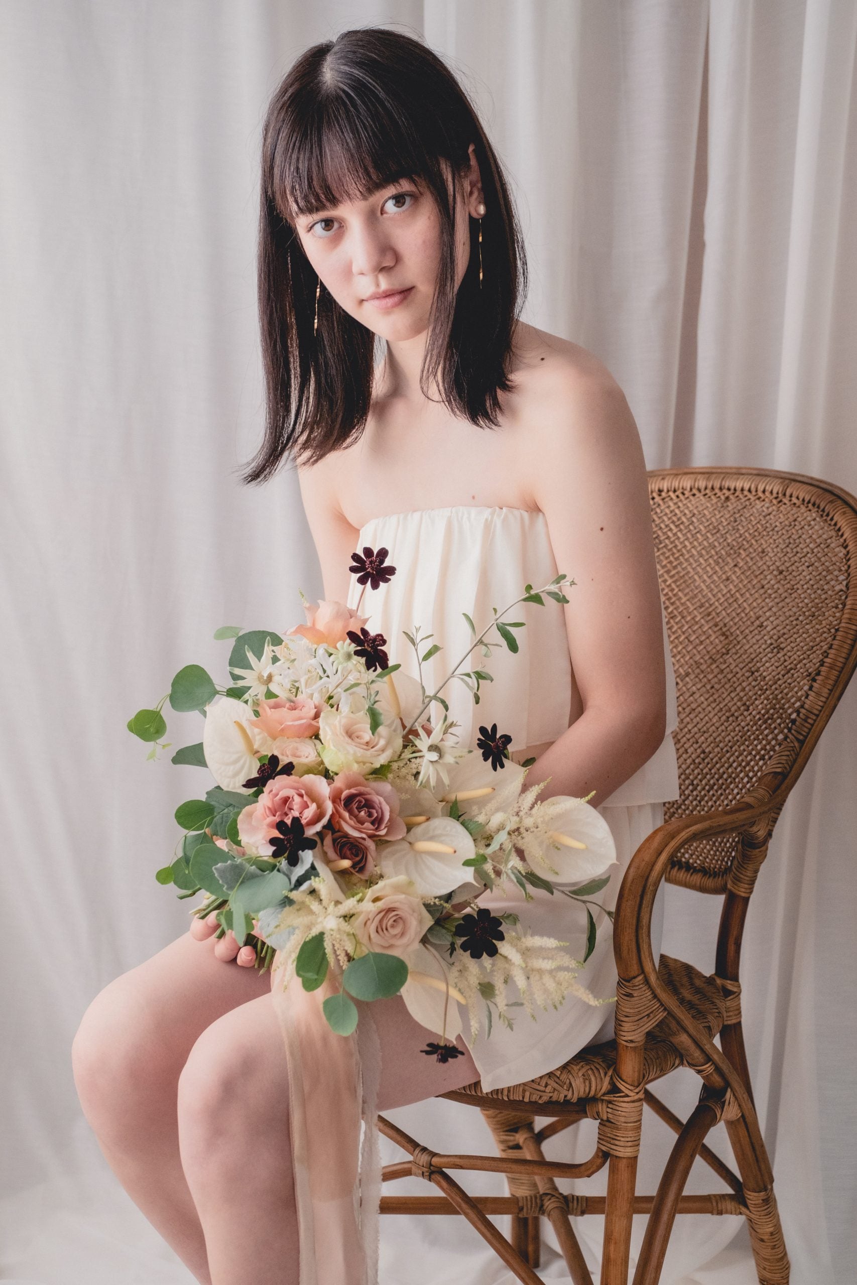 【エリア限定】Wedding Bouquet/オーダーデザインサンプル/ フレッシュフラワー/ニュアンスホワイト