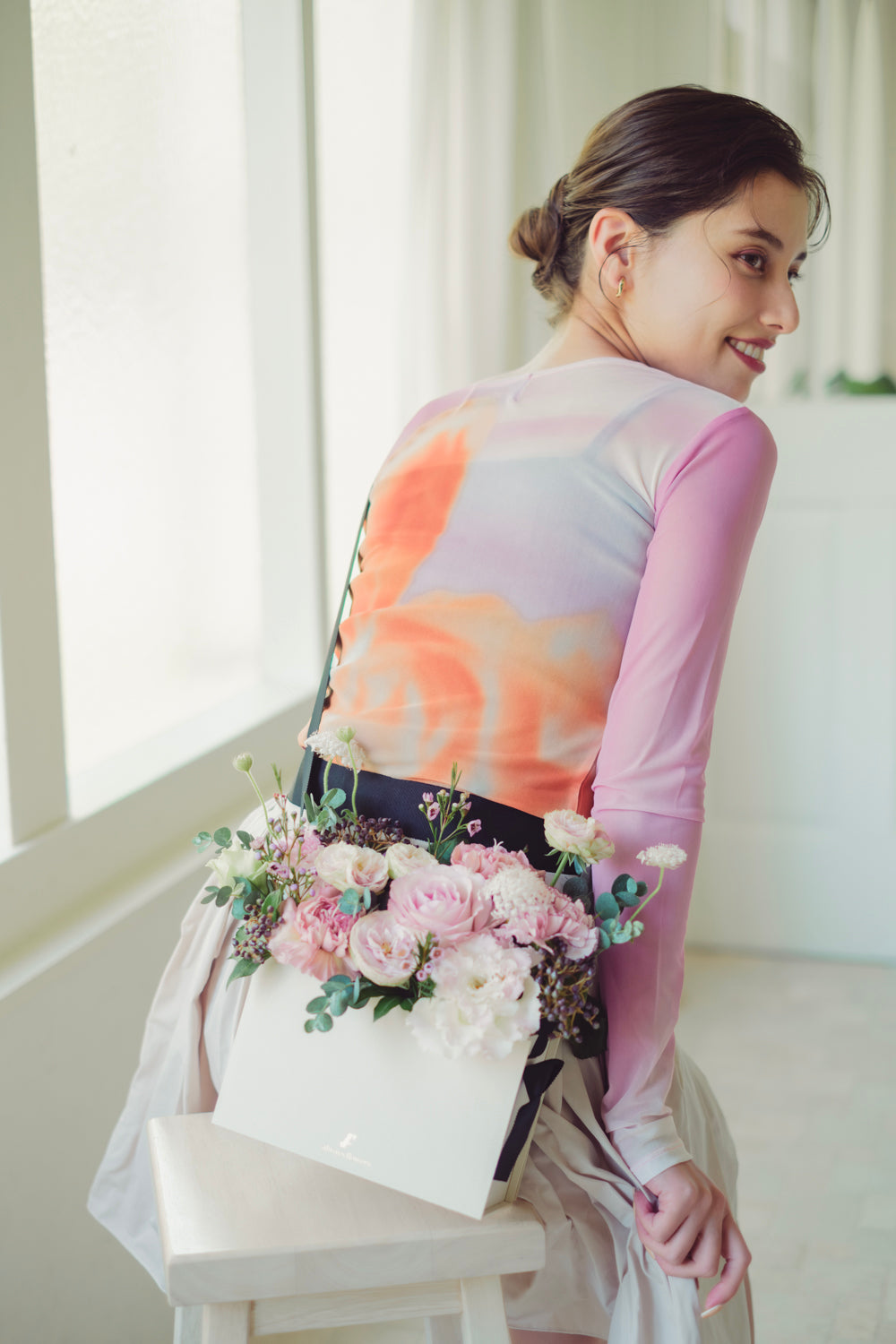 ◆母の日限定◆Flower BAG No.1/フラワーバッグアレンジ 5 Mom’s Colors Pink/ピンク ドライ&プリザーブドフラワー