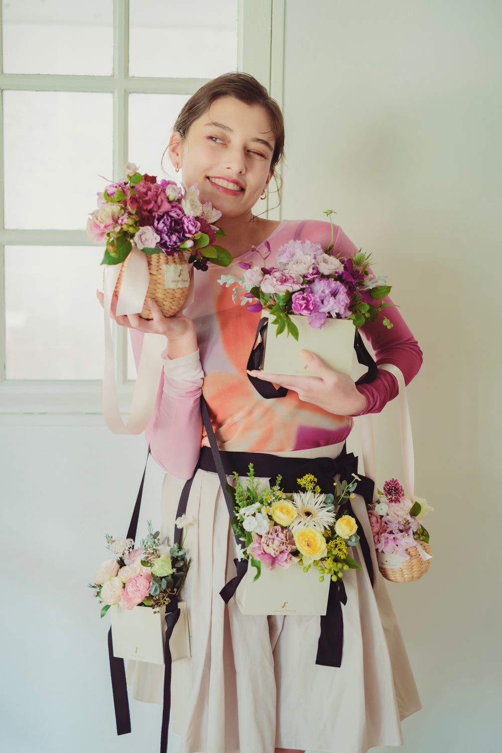 ◆11/29-12/26お届け限定◆Flower BAG No.1/フラワーバッグアレンジ ローズクォーツ/生花