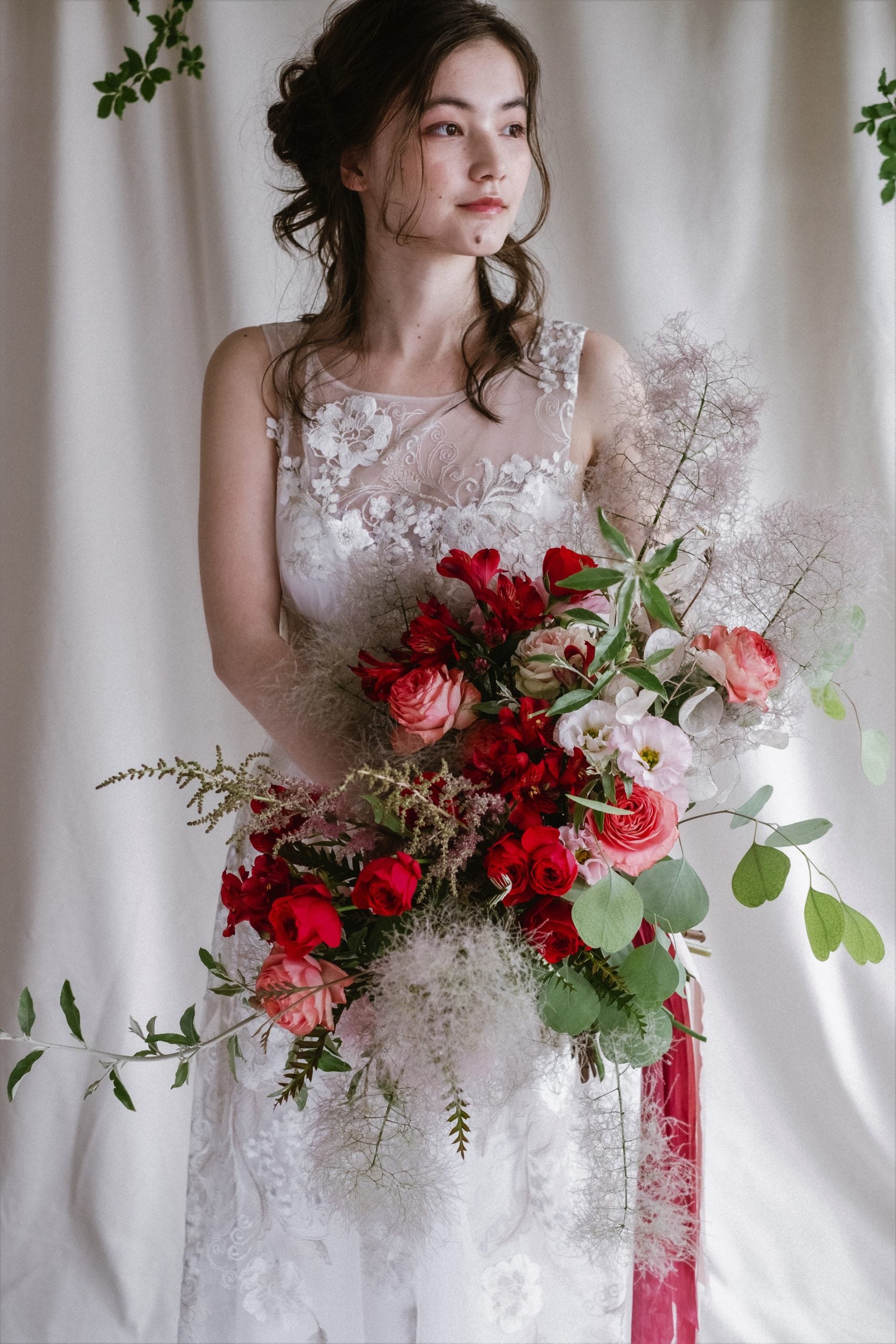 【エリア限定】Wedding Bouquet/オーダーデザインサンプル/ フレッシュフラワー/ビッグブーケ/レッドスモーク