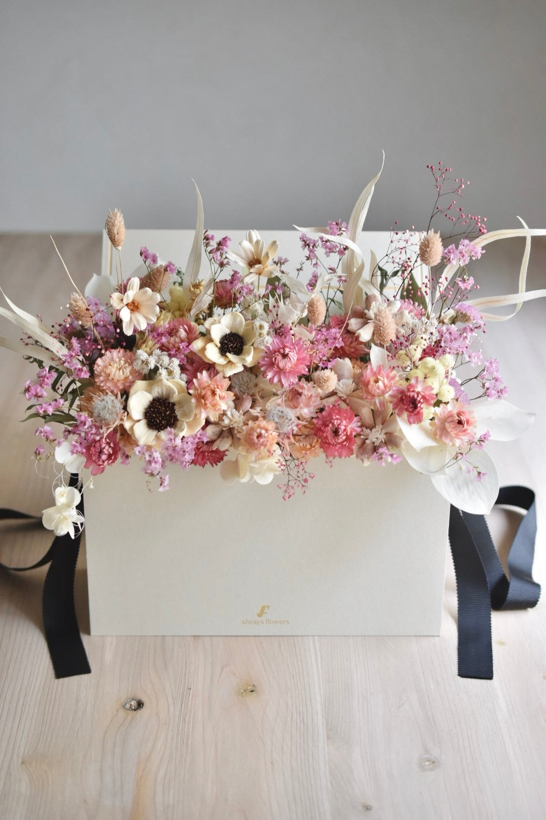 Flower BAG No.1/フラワーバッグアレンジ ペールピンク/ドライ&プリザーブドフラワー