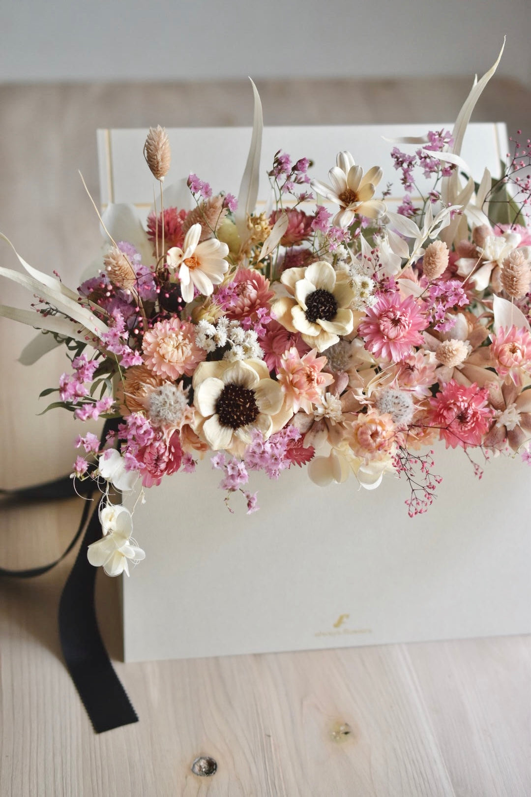 Flower BAG No.1/フラワーバッグアレンジ ペールピンク/ドライ&プリザーブドフラワー