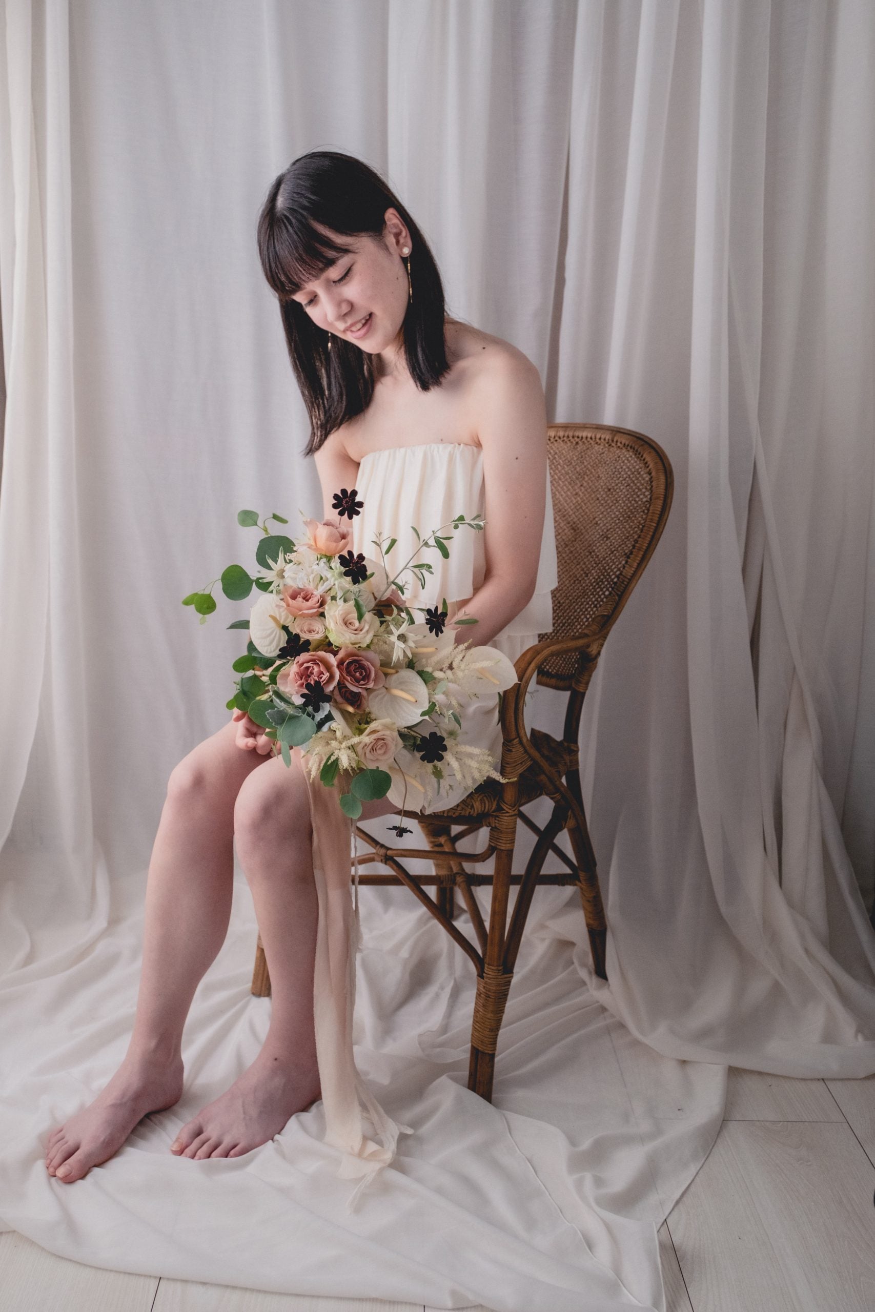 【エリア限定】Wedding Bouquet/オーダーデザインサンプル/ フレッシュフラワー/ニュアンスホワイト