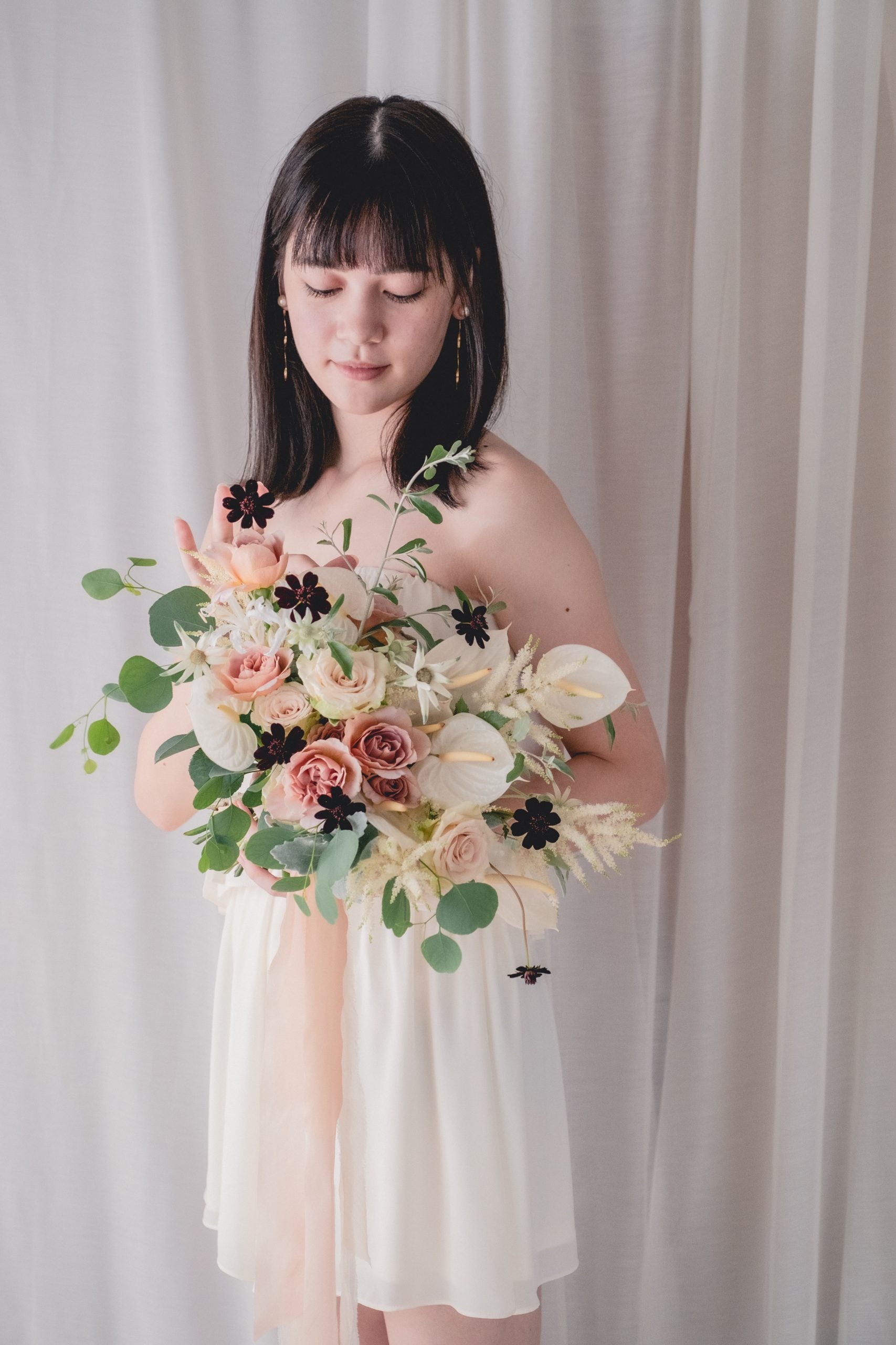 【エリア限定】Wedding Bouquet/オーダーデザインサンプル/ フレッシュフラワー/ニュアンスホワイト