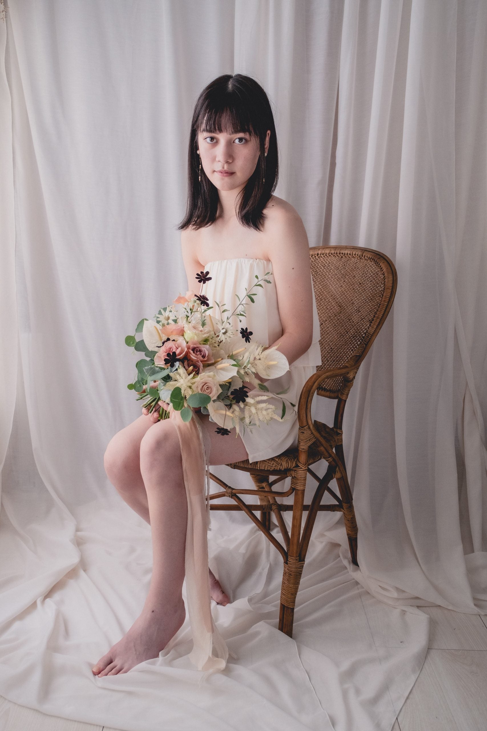 【エリア限定】Wedding Bouquet/オーダーデザインサンプル/ フレッシュフラワー/ニュアンスホワイト