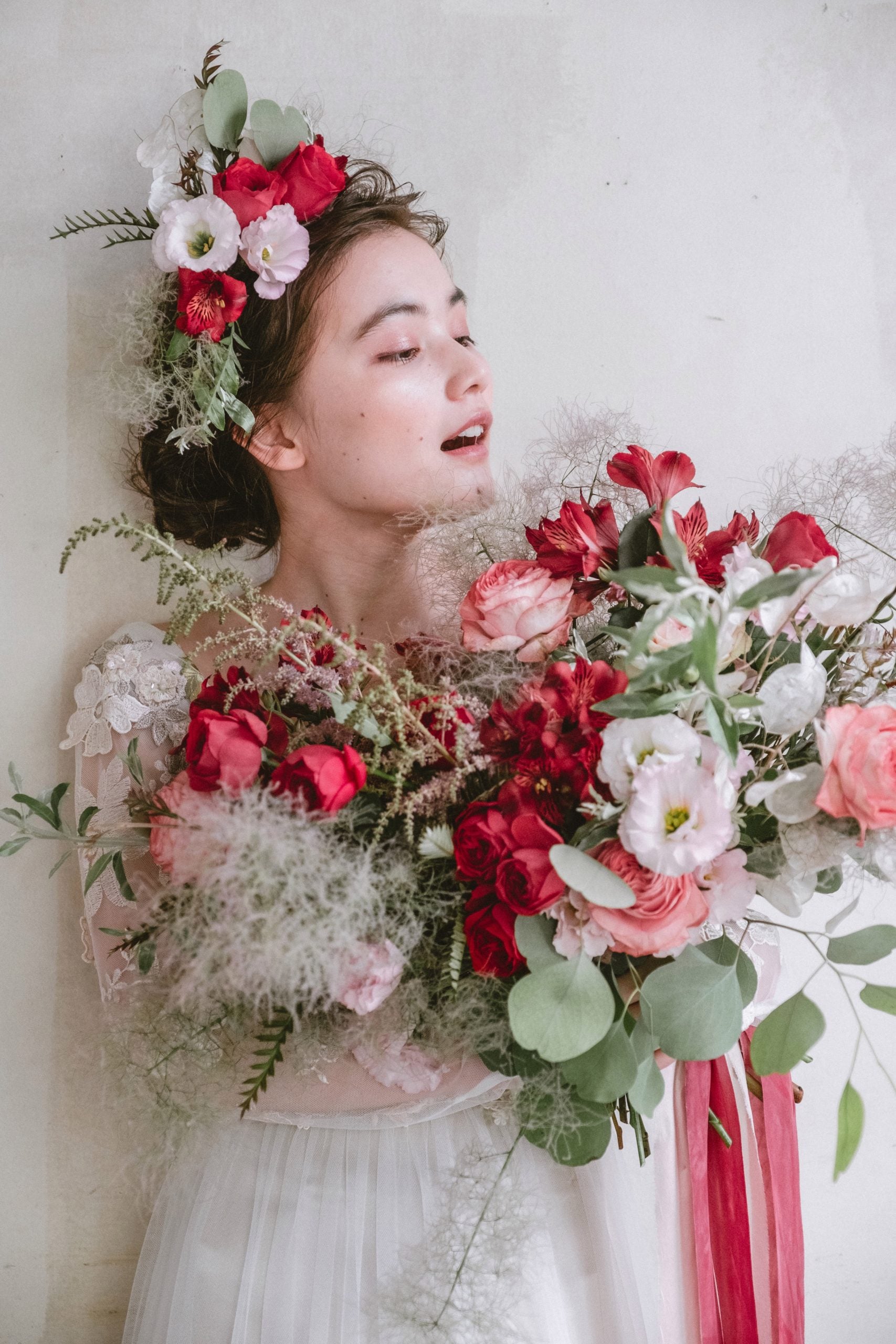 【エリア限定】Wedding Bouquet/オーダーデザインサンプル/ フレッシュフラワー/ビッグブーケ/レッドスモーク