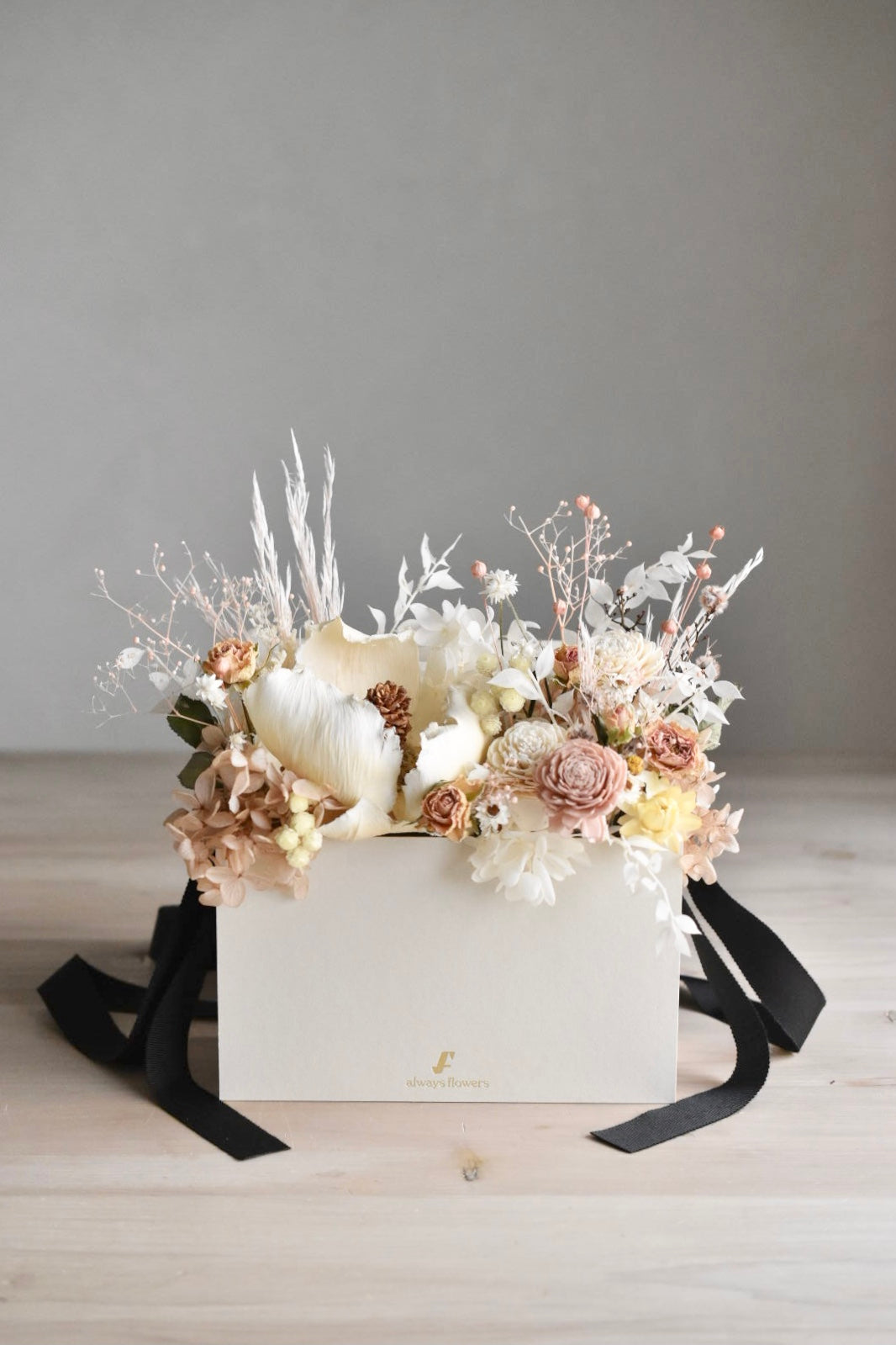 Flower BAG No.1/フラワーバッグアレンジ ベージュ/ドライ&プリザーブドフラワー