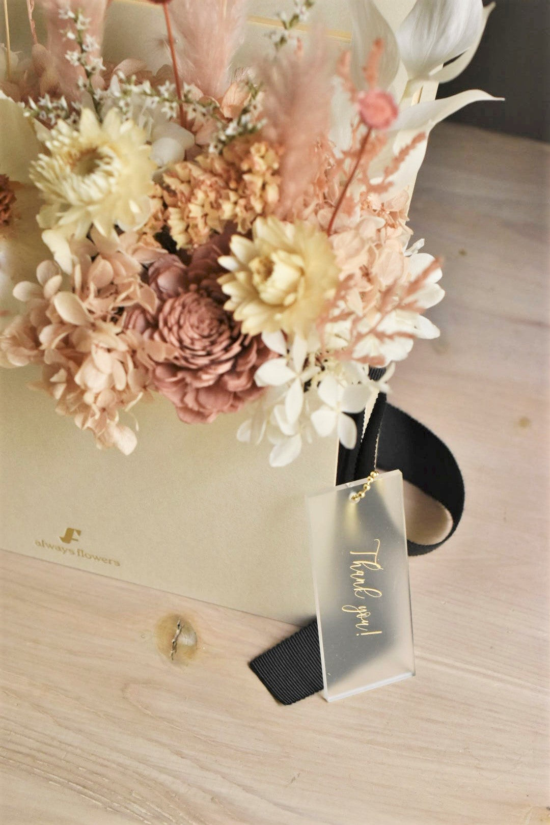 ◆11/29-12/26お届け限定◆Flower BAG No.1/フラワーバッグアレンジ ローズクォーツ/生花