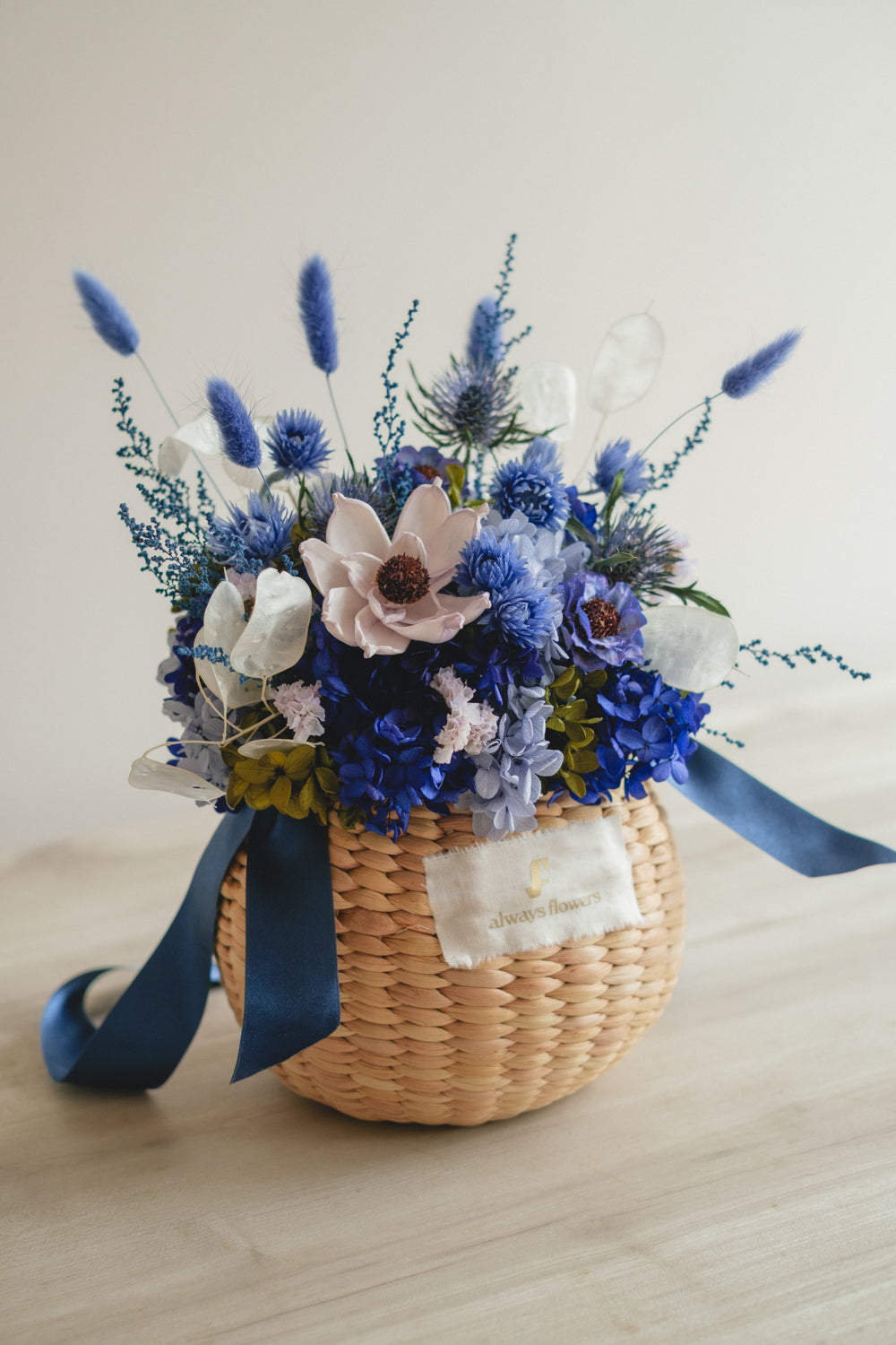 期間限定◆Flower BAG No.2/フラワーバッグアレンジ ブルーラズリ/ドライ&プリザーブドフラワー