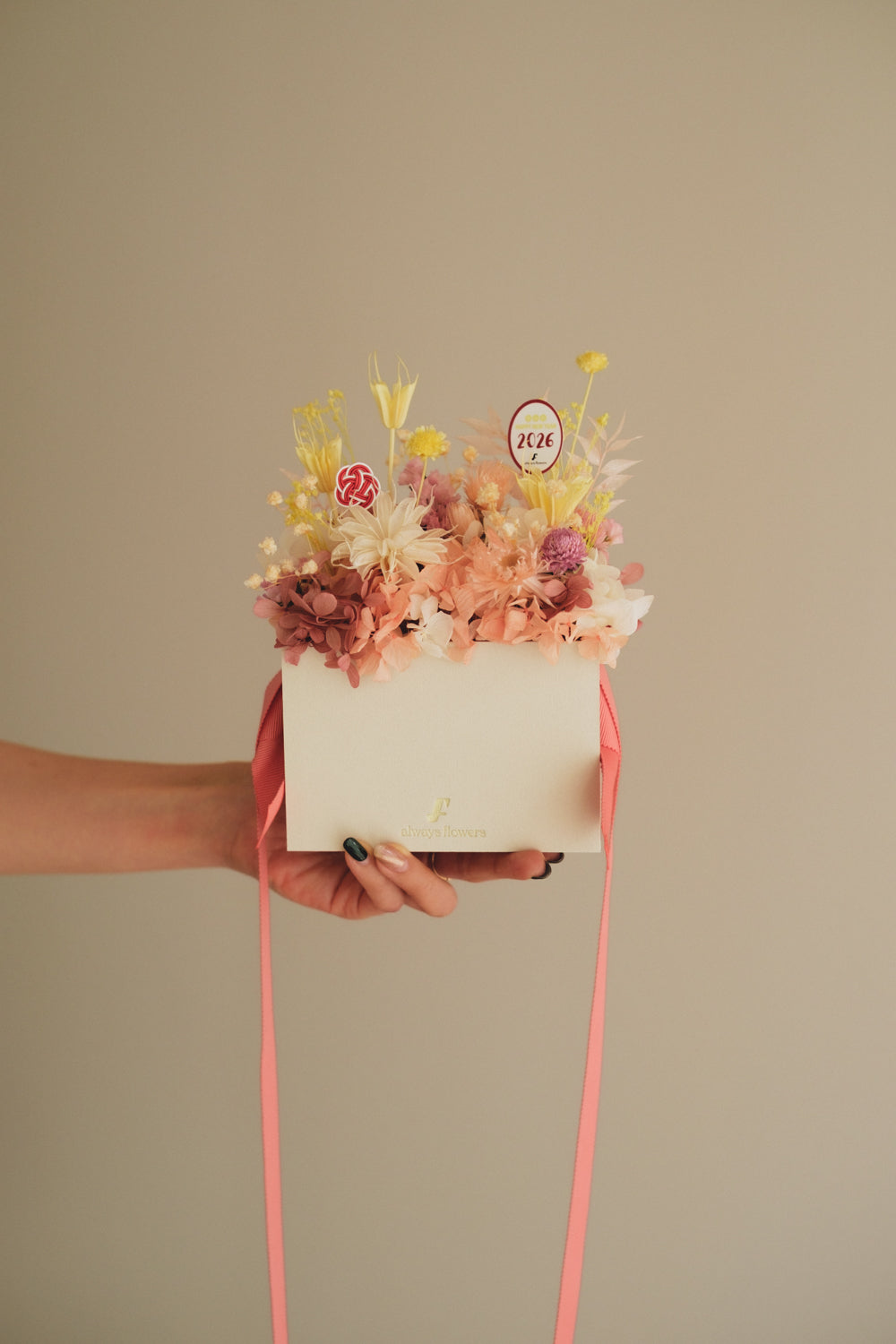 ◆ニューイヤーデザイン◆Flower BAG No.1/フラワーバッグアレンジ ハピネスドロップ/ドライ&プリザーブドフラワー