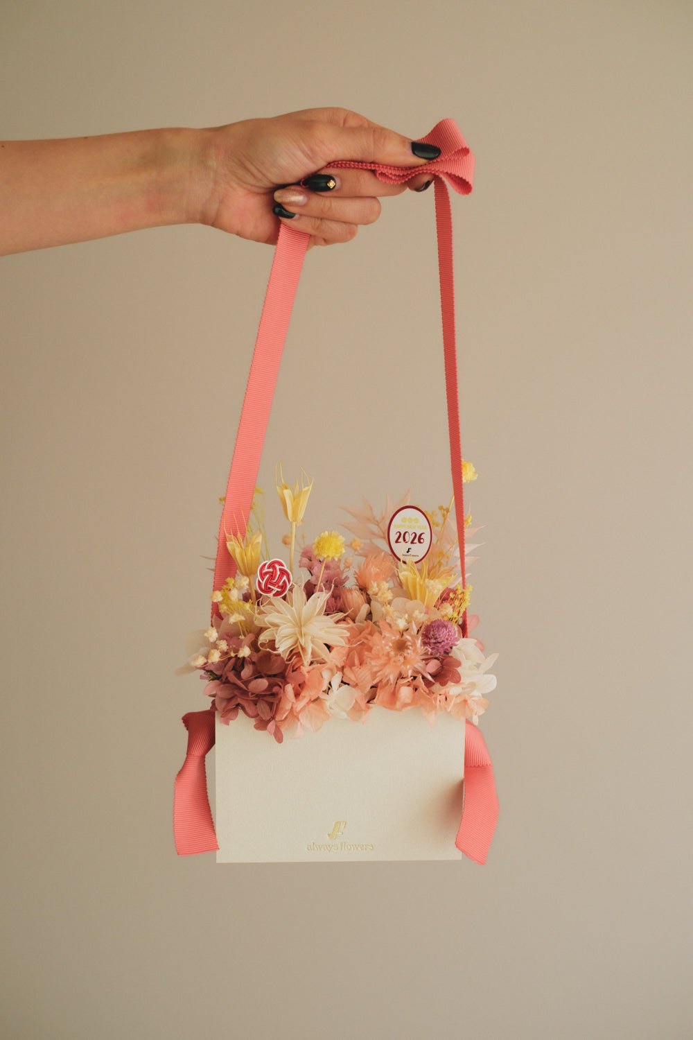 ◆ニューイヤーデザイン◆Flower BAG No.1/フラワーバッグアレンジ ハピネスドロップ/ドライ&プリザーブドフラワー
