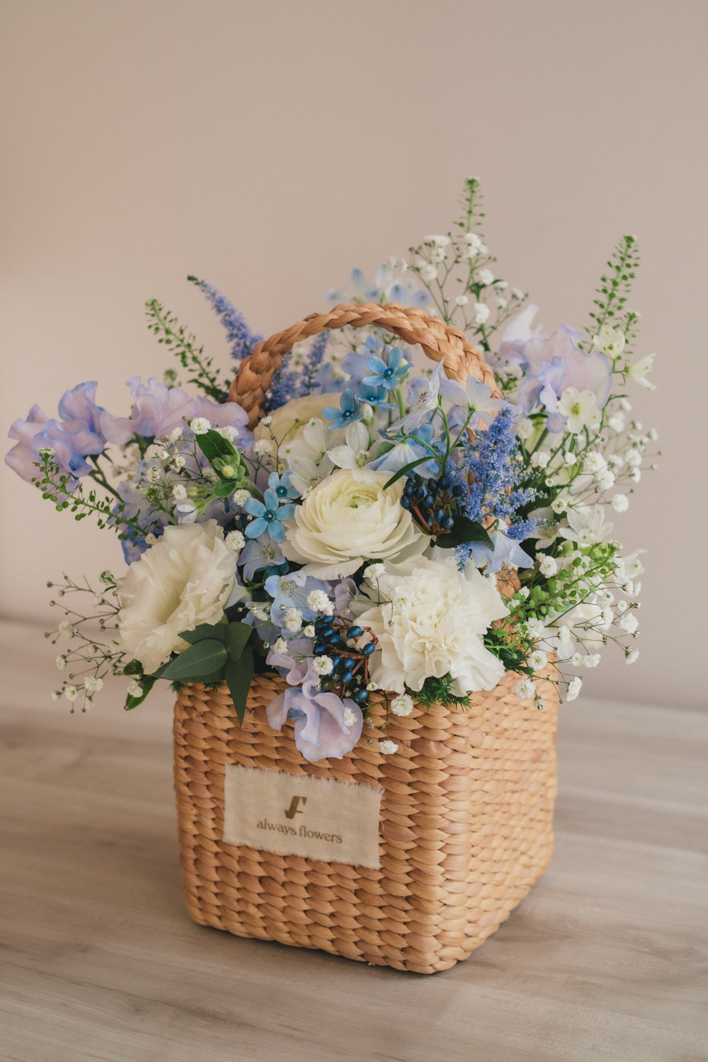 ◆1/13-3/22お届け限定◆Flower BAG No.3/フラワーバッグアレンジ エアリーブルー/生花