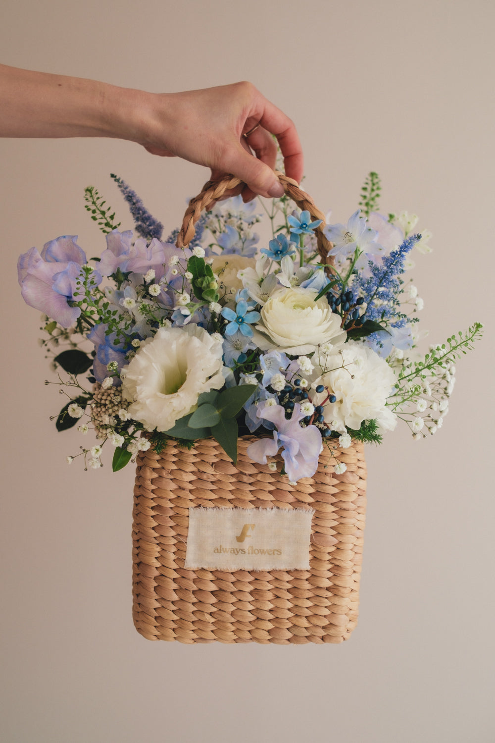 ◆1/13-3/22お届け限定◆Flower BAG No.3/フラワーバッグアレンジ エアリーブルー/生花