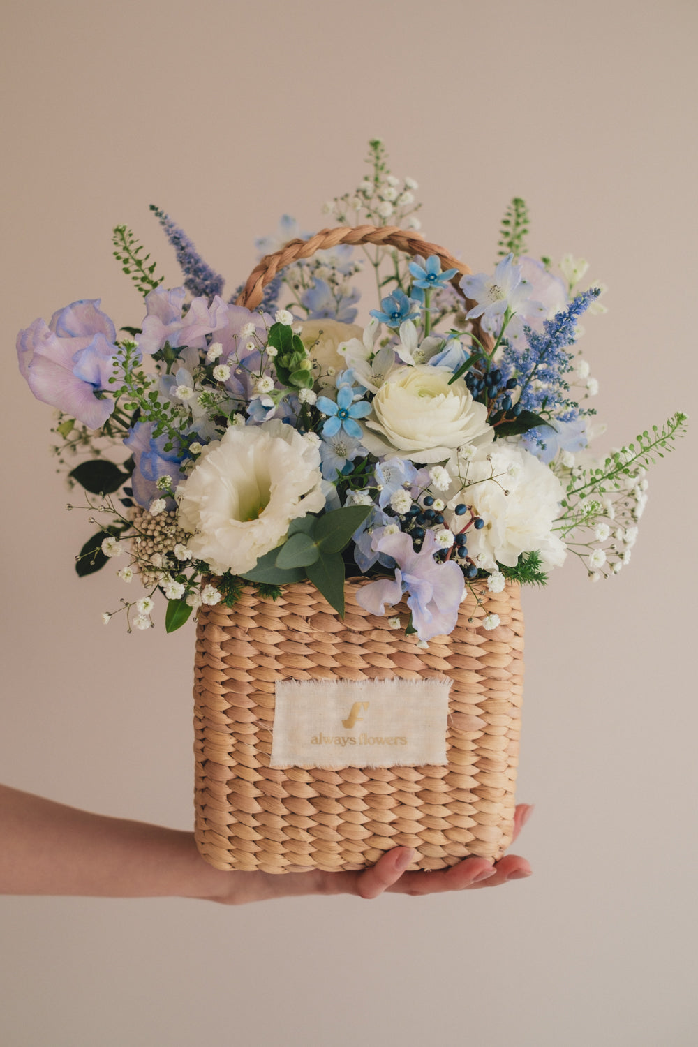 ◆1/13-3/22お届け限定◆Flower BAG No.3/フラワーバッグアレンジ エアリーブルー/生花