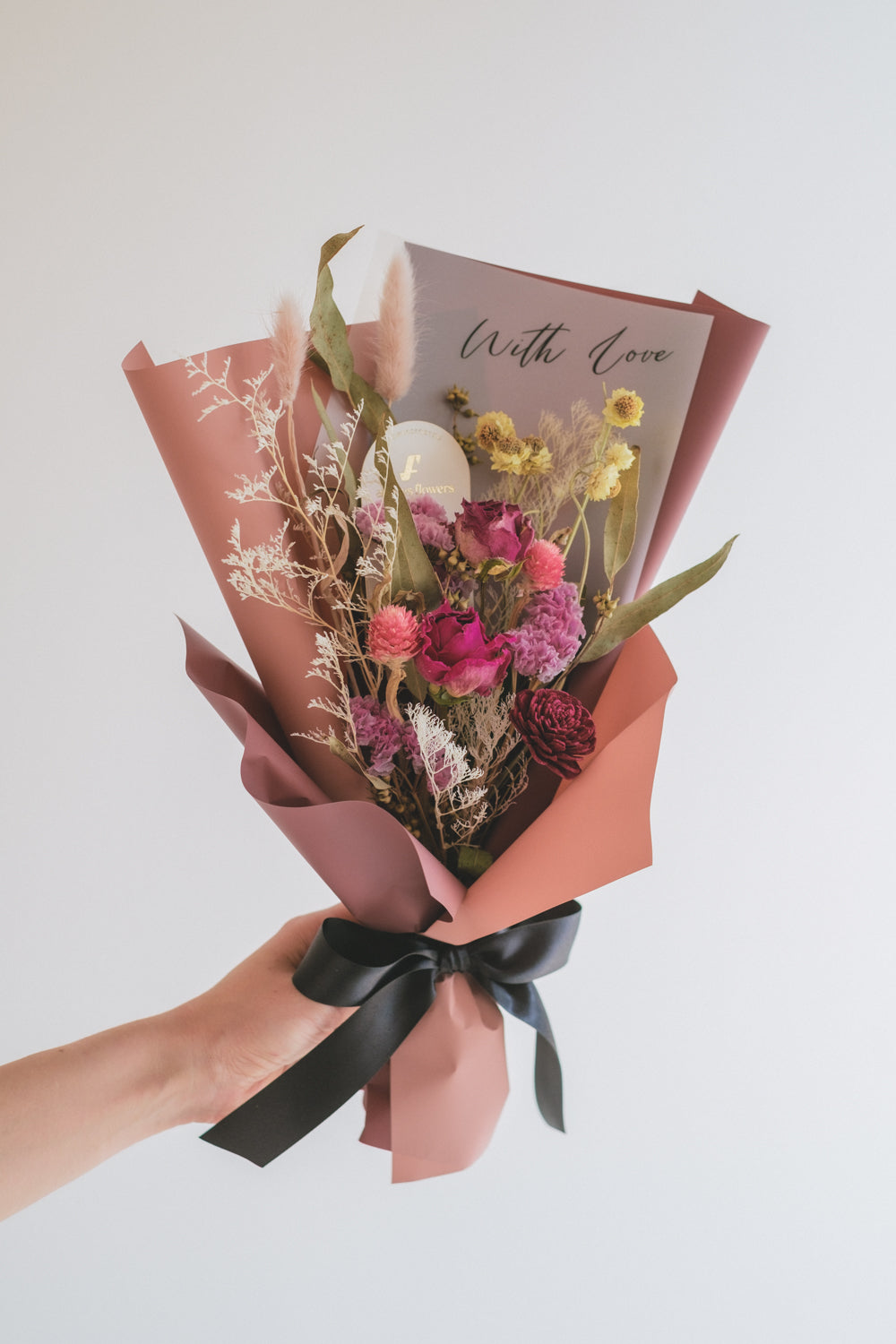 Message Bouquet & Flower Vase/メッセージブーケ&花器セット ヴィンテージレッド/ドライ・プリザーブドフラワー