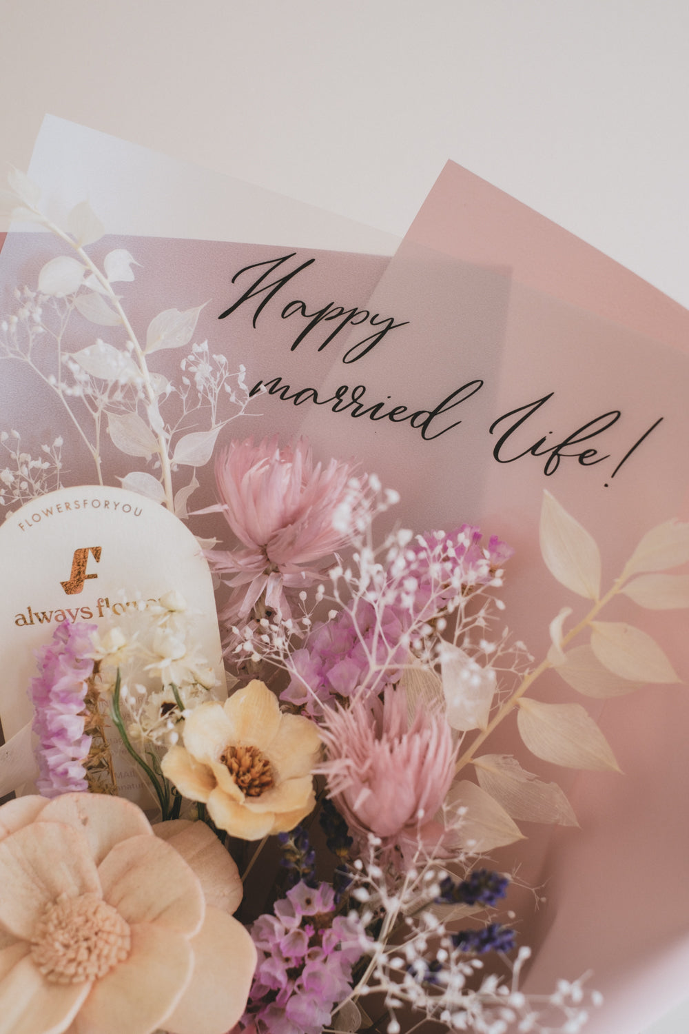 Message Bouquet & Flower Vase/メッセージブーケ&花器セット クラシックピンク/ドライ・プリザーブドフラワー