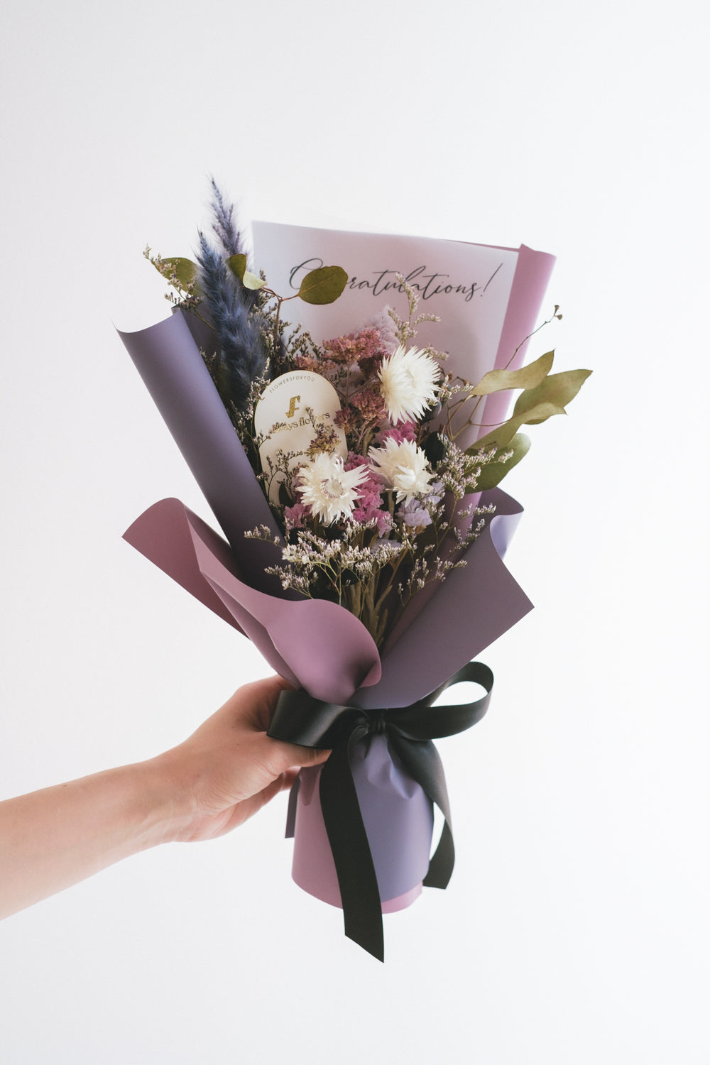Message Bouquet & Flower Vase/メッセージブーケ&花器セット アンティークパープル/ドライ・プリザーブドフラワー