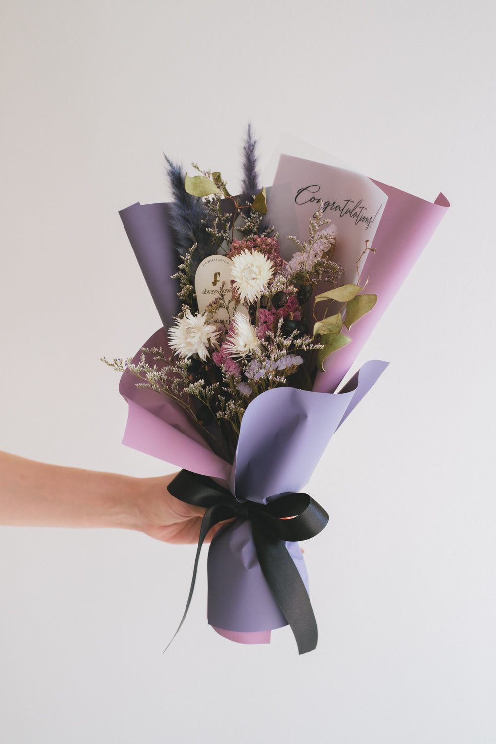 Message Bouquet & Flower Vase/メッセージブーケ&花器セット アンティークパープル/ドライ・プリザーブドフラワー