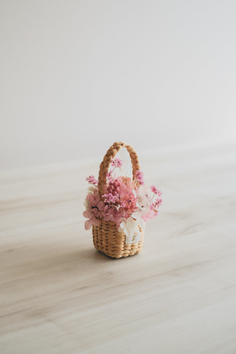 Flower BAG No.3 /スクエアカゴバッグ フェリークピンク/ドライ・プリザーブドフラワー