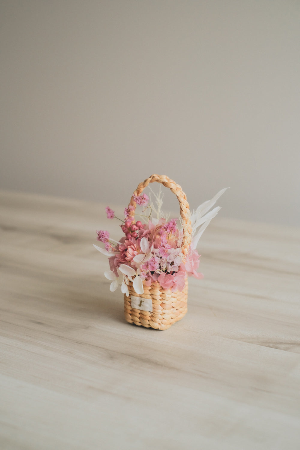 Flower BAG No.3 /スクエアカゴバッグ フェリークピンク/ドライ・プリザーブドフラワー