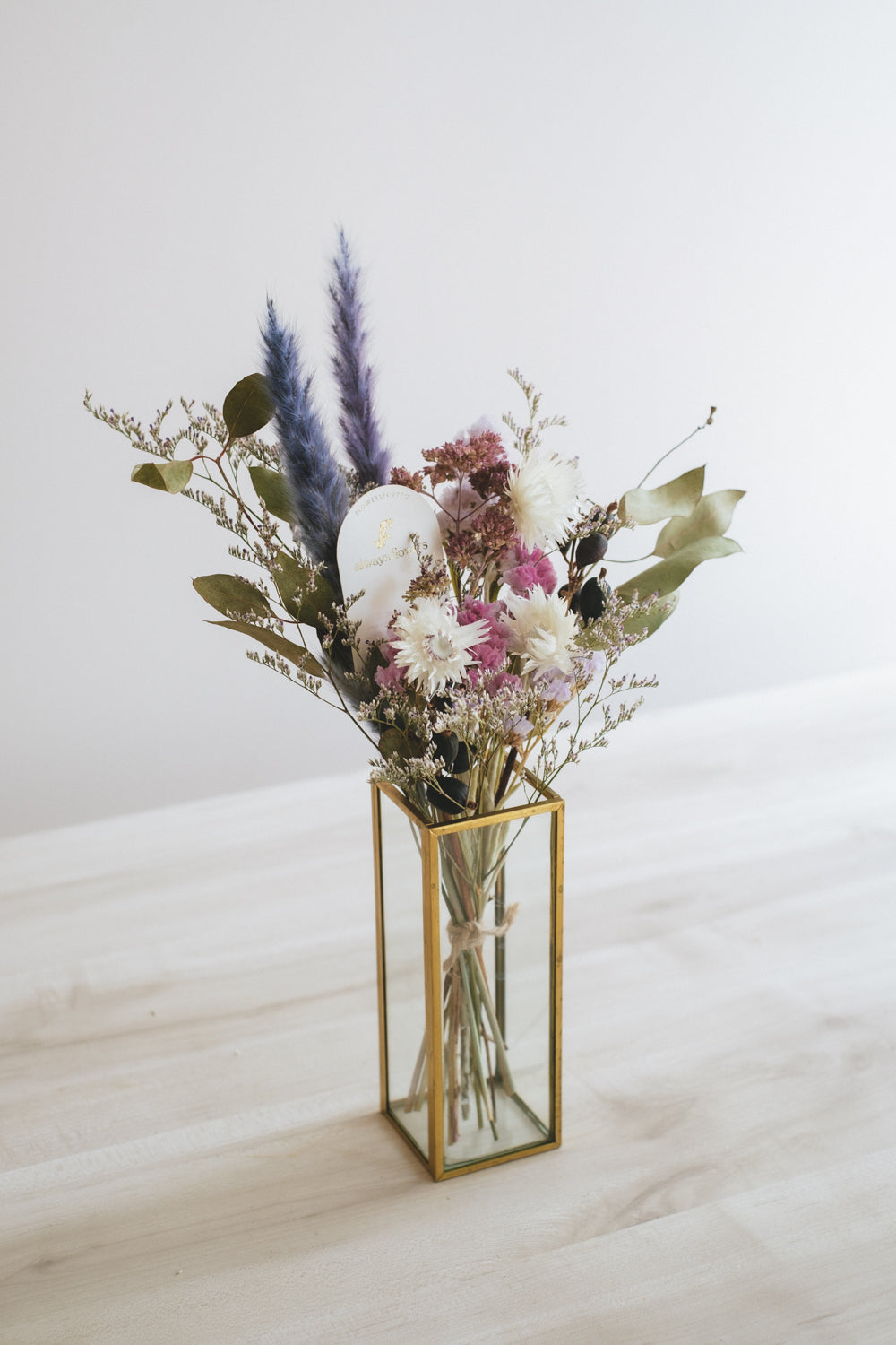 Message Bouquet & Flower Vase/メッセージブーケ&花器セット アンティークパープル/ドライ・プリザーブドフラワー