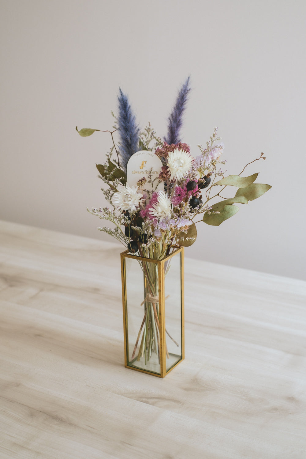 Message Bouquet & Flower Vase/メッセージブーケ&花器セット アンティークパープル/ドライ・プリザーブドフラワー
