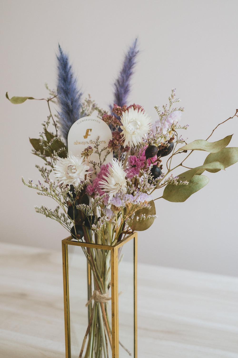 Message Bouquet & Flower Vase/メッセージブーケ&花器セット アンティークパープル/ドライ・プリザーブドフラワー