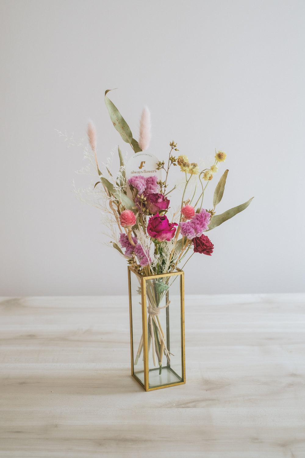 Message Bouquet & Flower Vase/メッセージブーケ&花器セット ヴィンテージレッド/ドライ・プリザーブドフラワー