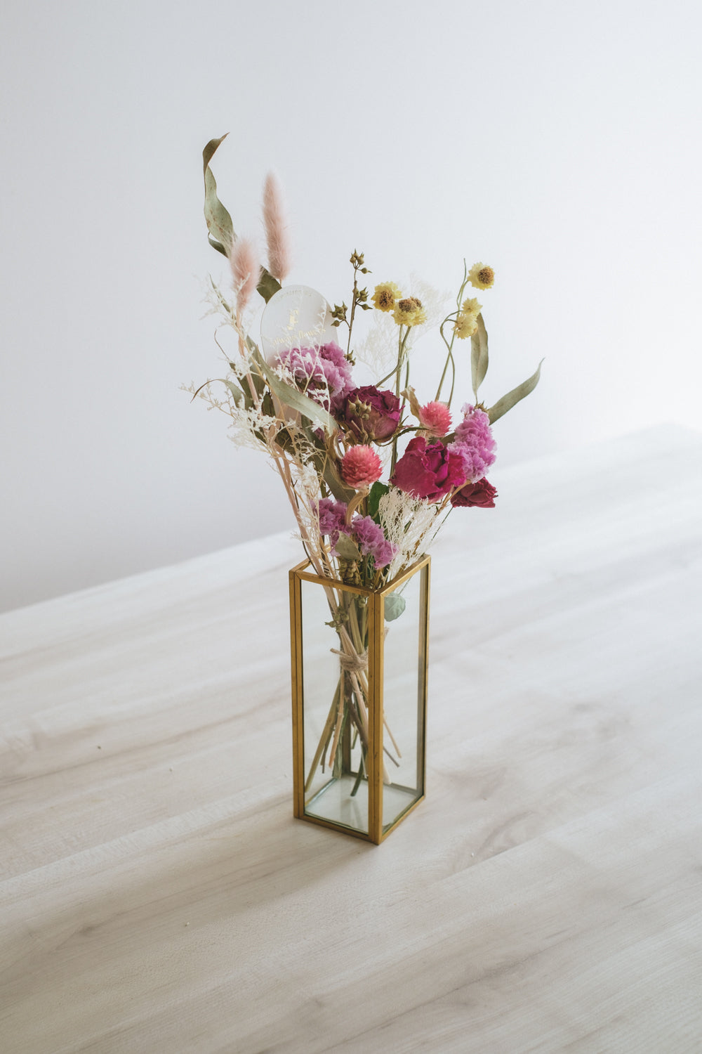 Message Bouquet & Flower Vase/メッセージブーケ&花器セット ヴィンテージレッド/ドライ・プリザーブドフラワー