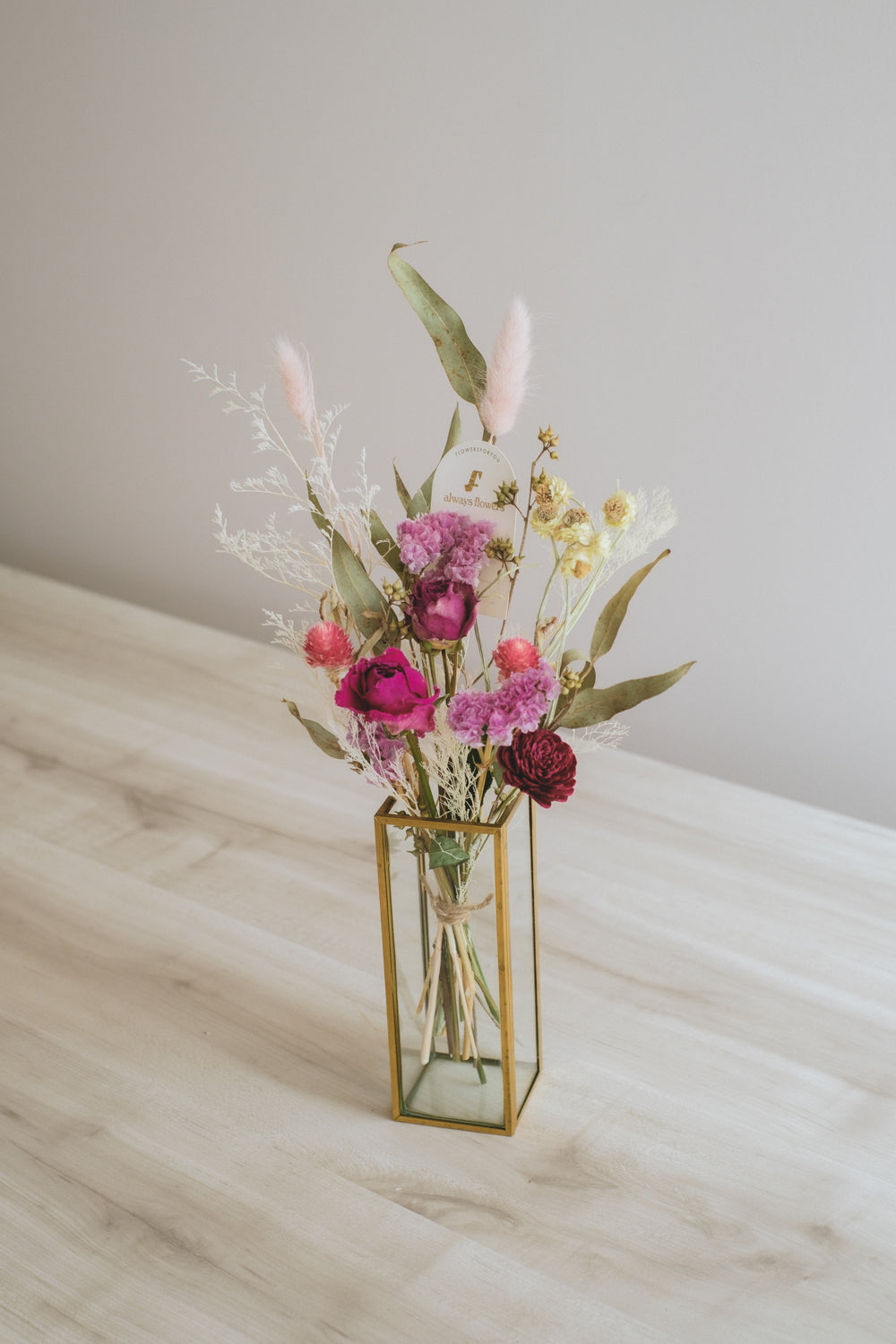 Message Bouquet & Flower Vase/メッセージブーケ&花器セット ヴィンテージレッド/ドライ・プリザーブドフラワー
