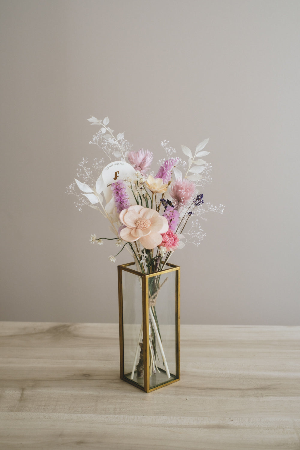 Message Bouquet & Flower Vase/メッセージブーケ&花器セット クラシックピンク/ドライ・プリザーブドフラワー