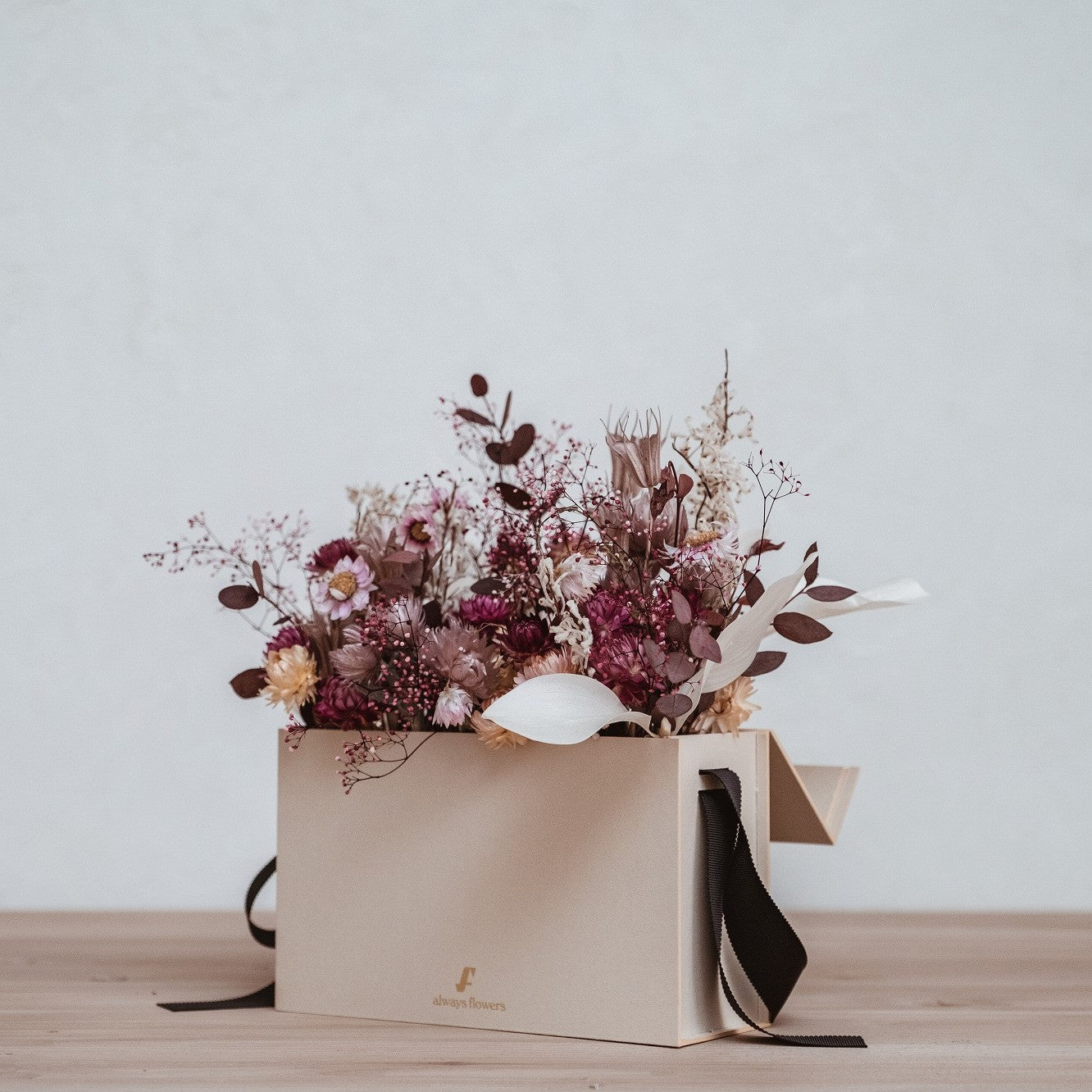 Flower BAG No.1/フラワーバッグアレンジ スモーキーピンク/ドライ&プリザーブドフラワー