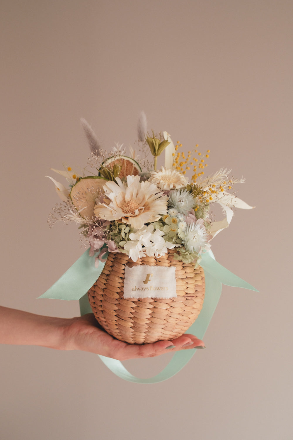 ◆NEW季節限定◆Flower BAG No.2/フラワーバッグアレンジ ヴェールシトロン/ドライ&プリザーブドフラワー