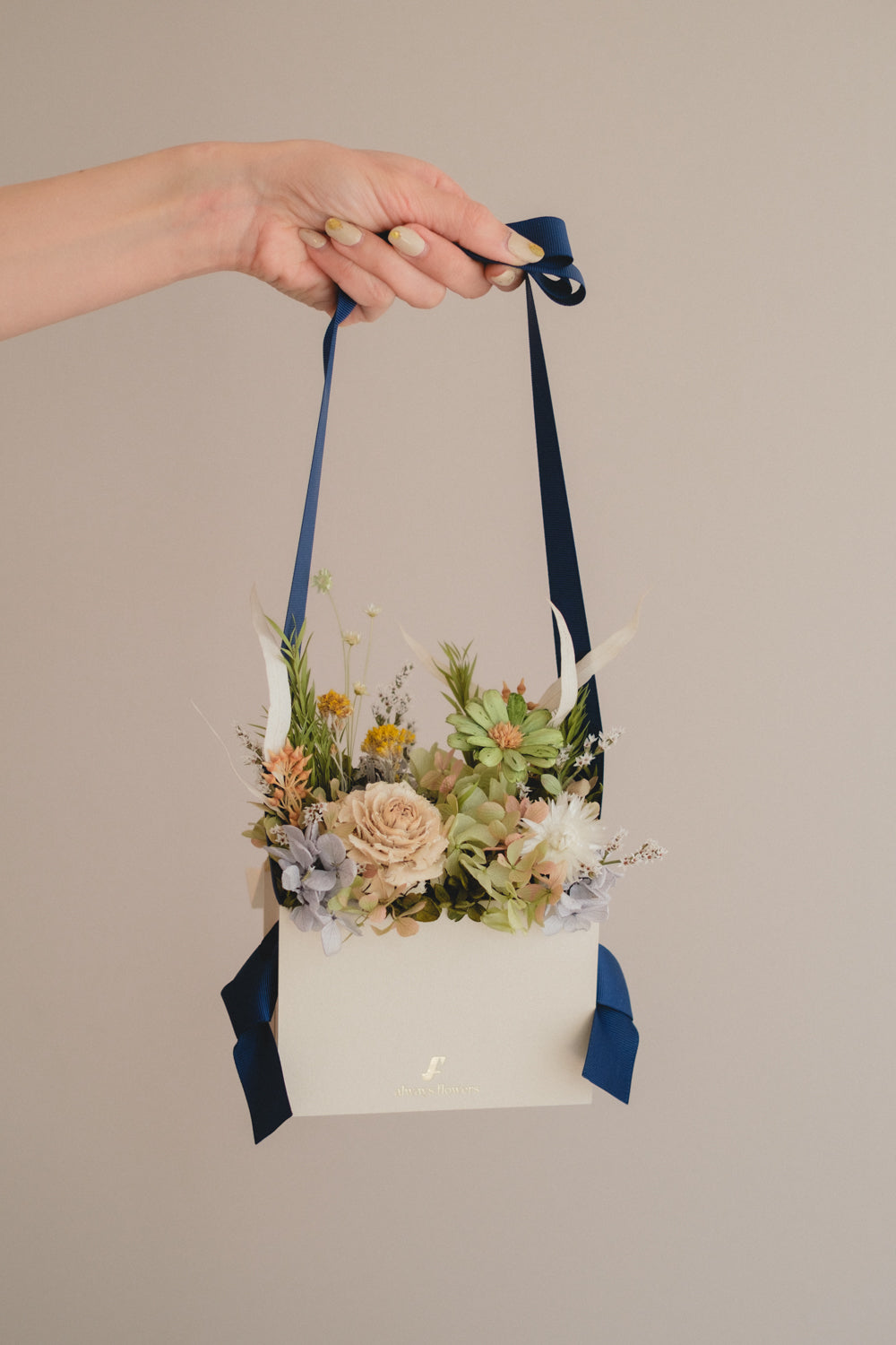 季節限定◆Flower BAG No.1/フラワーバッグアレンジ プレザントグリーン/ドライ&プリザーブドフラワー