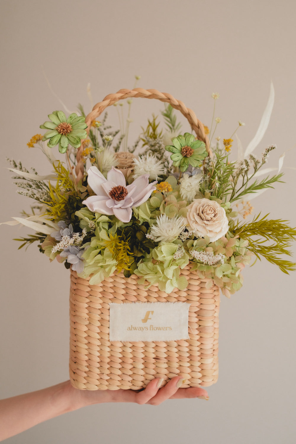 季節限定◆Flower BAG No.3 /スクエアカゴバッグ クレールヴェール/ドライ・プリザーブドフラワー