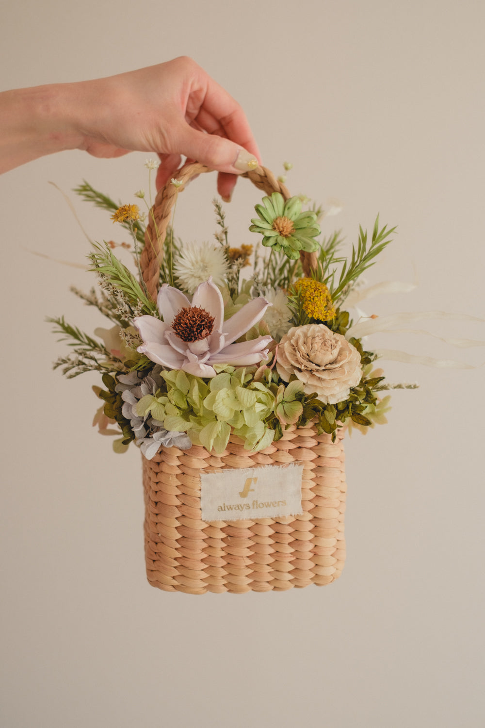 季節限定◆Flower BAG No.3 /スクエアカゴバッグ クレールヴェール/ドライ・プリザーブドフラワー