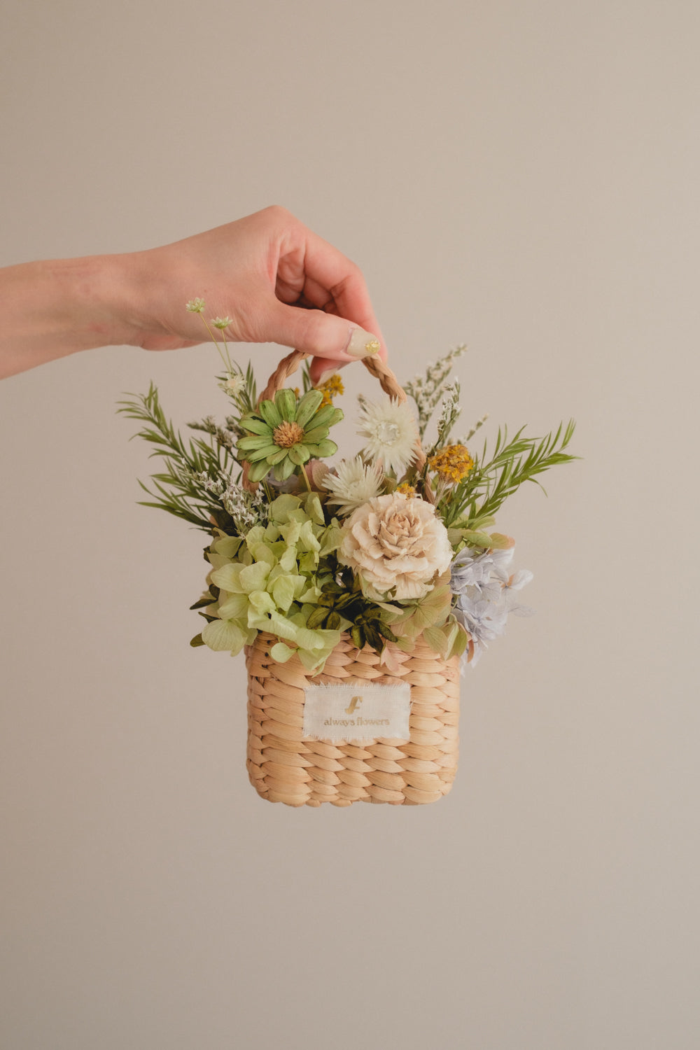 季節限定◆Flower BAG No.3 /スクエアカゴバッグ クレールヴェール/ドライ・プリザーブドフラワー