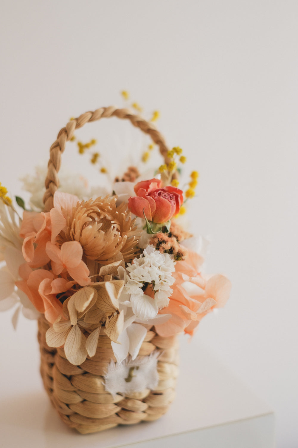 ◆季節限定デザイン◆Flower BAG No.3 /スクエアカゴバッグ ミモザポケット/ドライ・プリザーブドフラワー