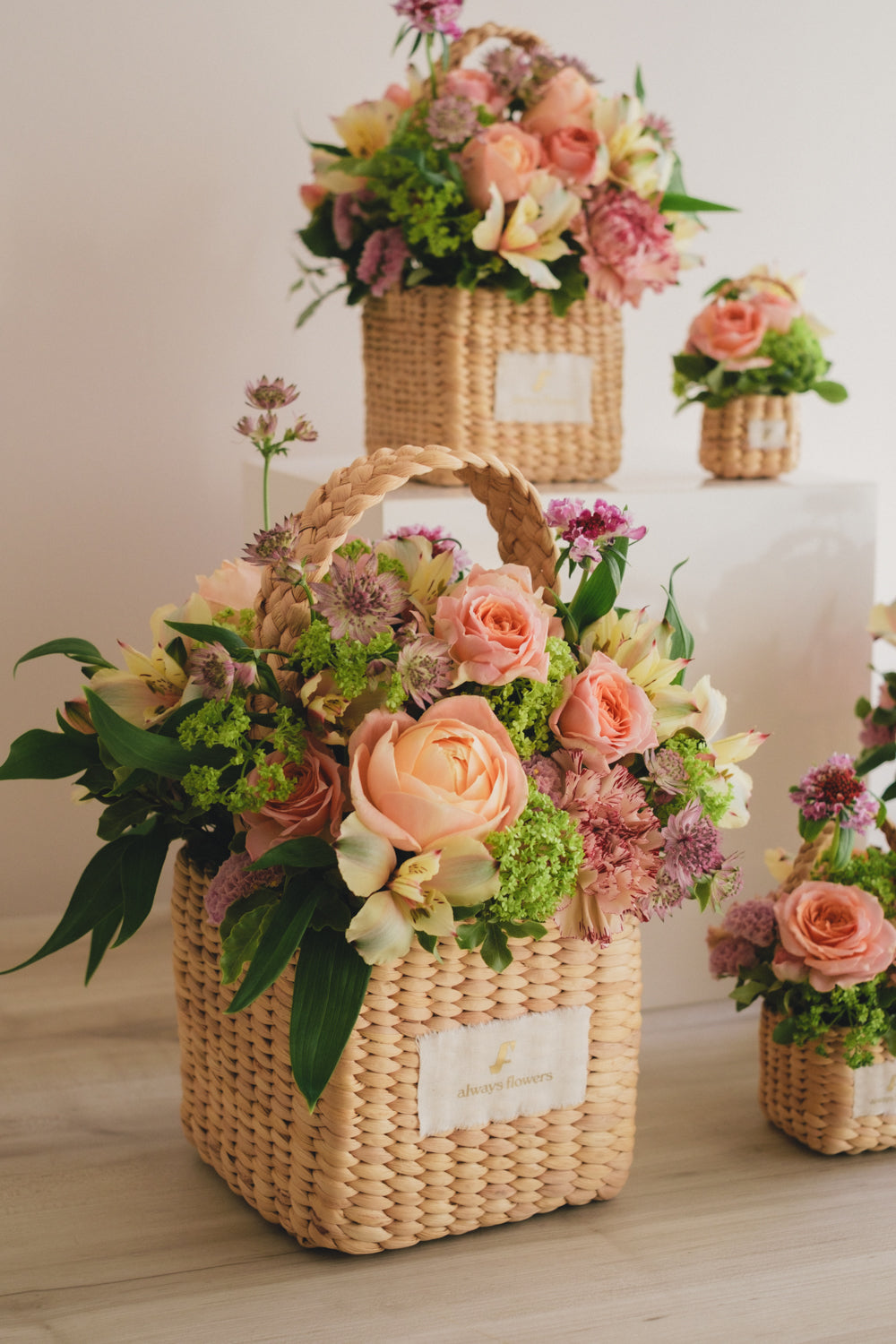 ◆3/14-4/30お届け限定◆Flower BAG No.3 /スクエアカゴバッグ スプリングフレッシュ/生花