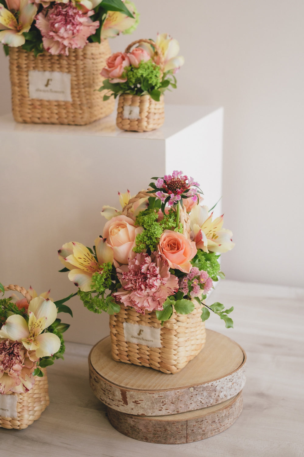 ◆3/14-4/30お届け限定◆Flower BAG No.3 /スクエアカゴバッグ スプリングフレッシュ/生花