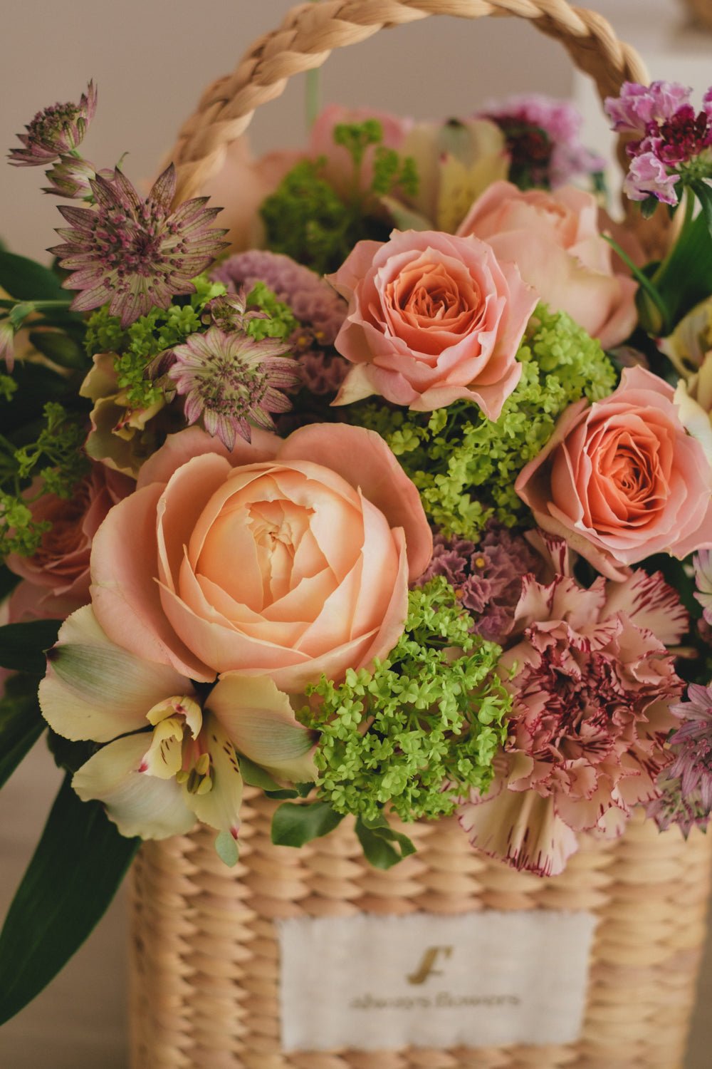 ◆3/14-4/30お届け限定◆Flower BAG No.3 /スクエアカゴバッグ スプリングフレッシュ/生花