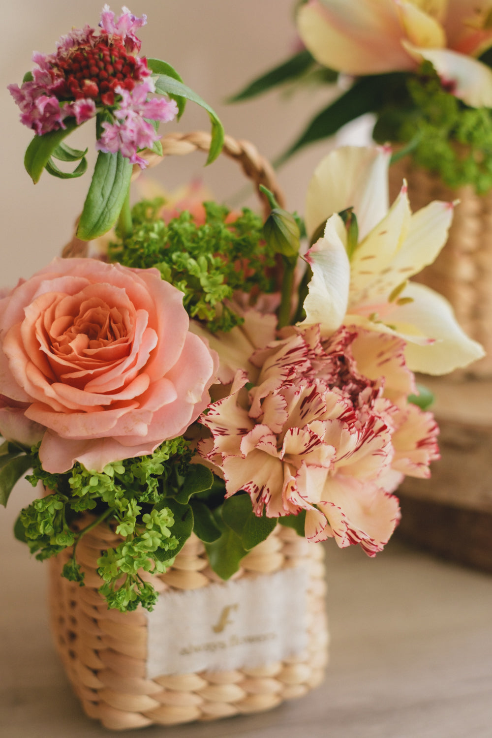 ◆3/14-4/30お届け限定◆Flower BAG No.3 /スクエアカゴバッグ スプリングフレッシュ/生花