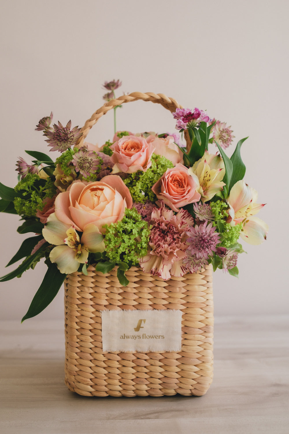 ◆3/14-4/30お届け限定◆Flower BAG No.3 /スクエアカゴバッグ スプリングフレッシュ/生花